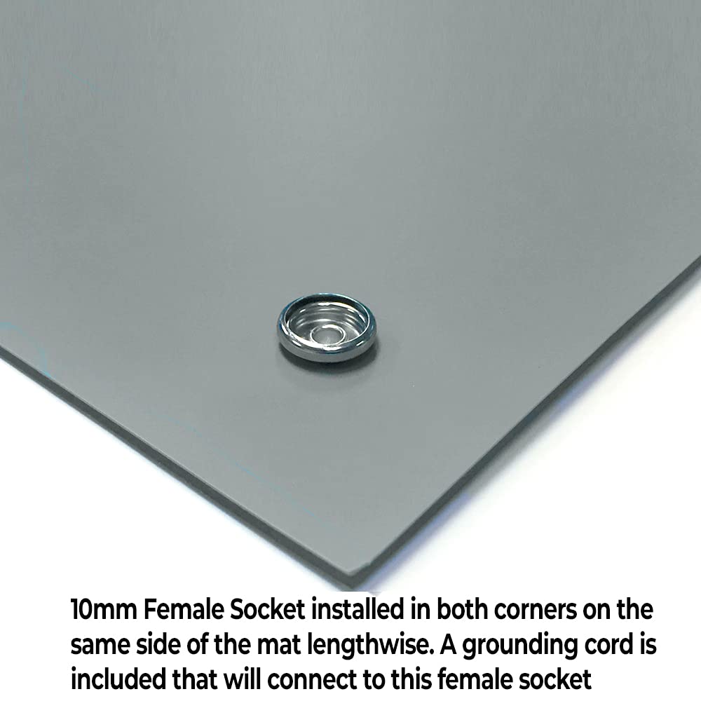 RubberStat Dual Layer ESD Compliant Workstation Rubber Table Mat Kit, Soldering, Cell Phone Repair, with Wrist Strap Set and Ground Cord - 36"x48" Grey