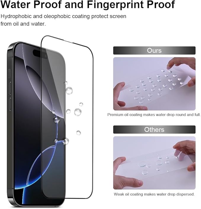 2 pack Full 9H+ 12FT Military Grade Glass Screen Protector for iPhone 15 Pro + 2 pack Camera Lens Protector with easy Installation Frame Case Friendly Shatterproof Tempered Glass 9H+ Hardness HD Clear Anti-Scratch Glass Full Edge Coverage (6.1) 15Pro