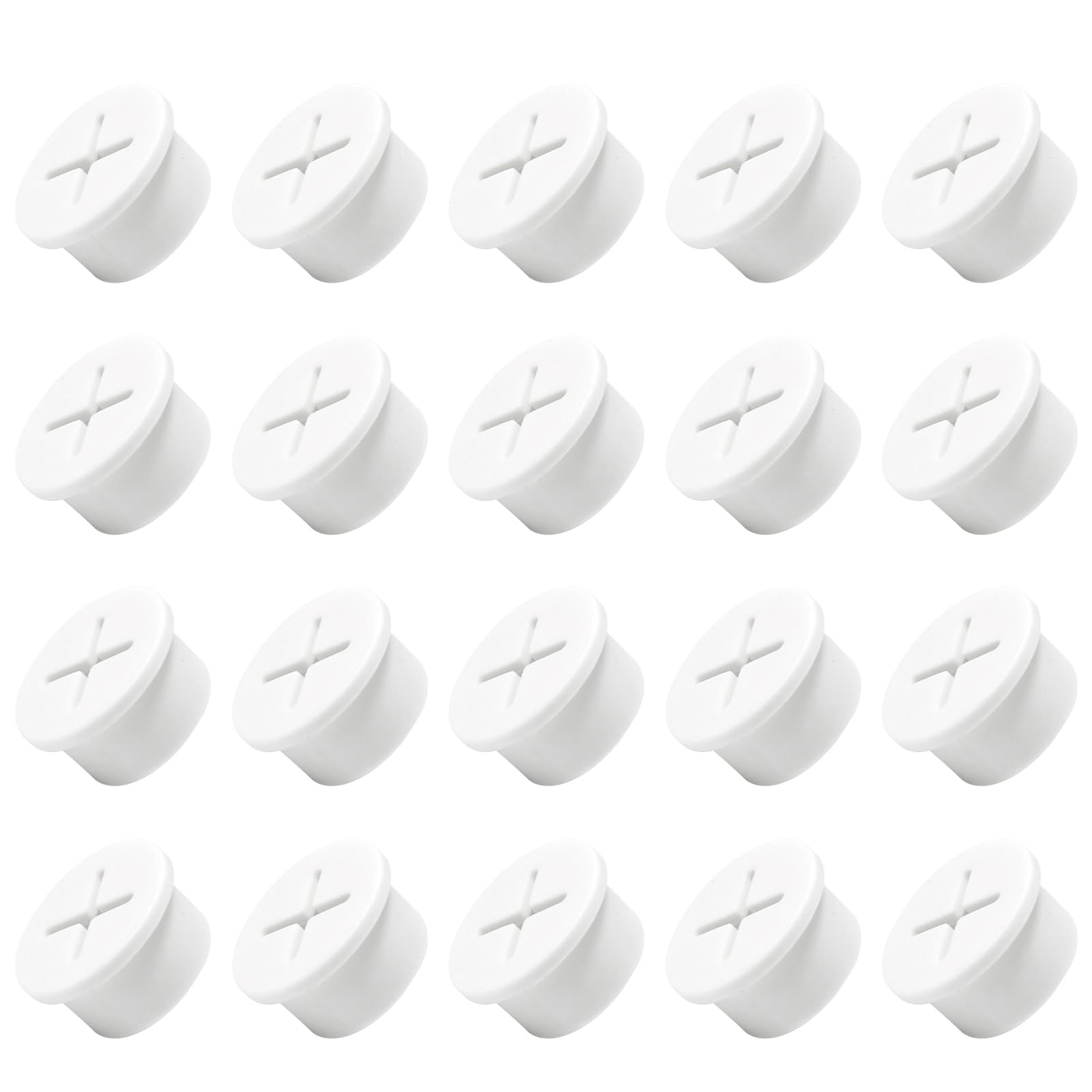 EASYEAH 20Pcs Desk Grommet, 3/4" (20mm) White Silicone Cord Hole Cover