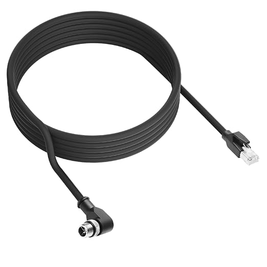 Alvin's Cables M12 X-Code 8 Pin Male to RJ45 Ethernet Cable for Cognex Keyence Camera, High-Flex Cat6a Cable for Industrial Automation, Fieldbus Module, Robotics, Right Angle 9.84ft/3m