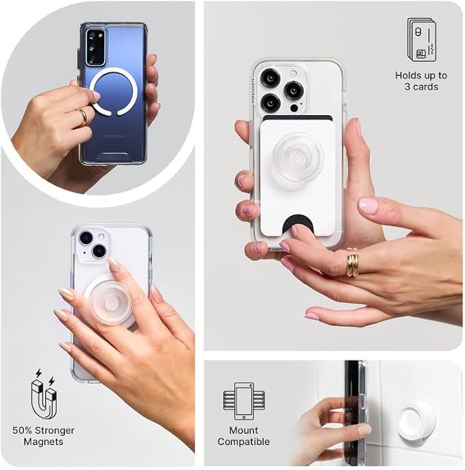 PopSockets Phone Grip for MagSafe with Kickstand, Magnetic Stand, Swappable Top, Secure Hold for iPhone MagSafe Cases, Phone & Tablet Grip - Basic Rosso