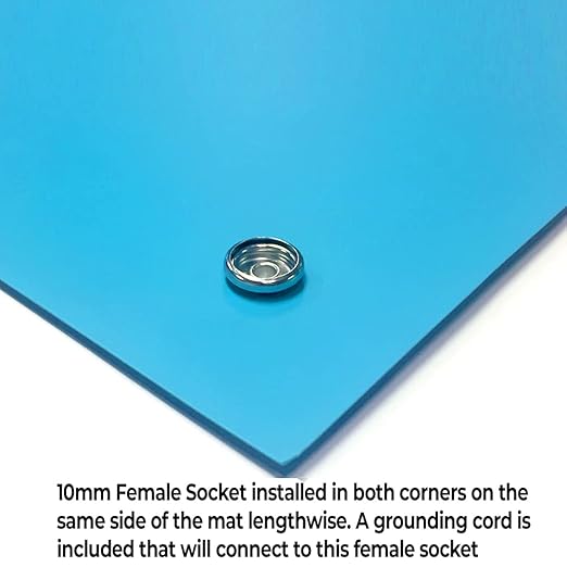 RubberStat Dual Layer ESD Compliant Workstation Rubber Table Mat Kit, Soldering, Cell Phone Repair, with Wrist Strap Set and Ground Cord - 48"x72" Blue