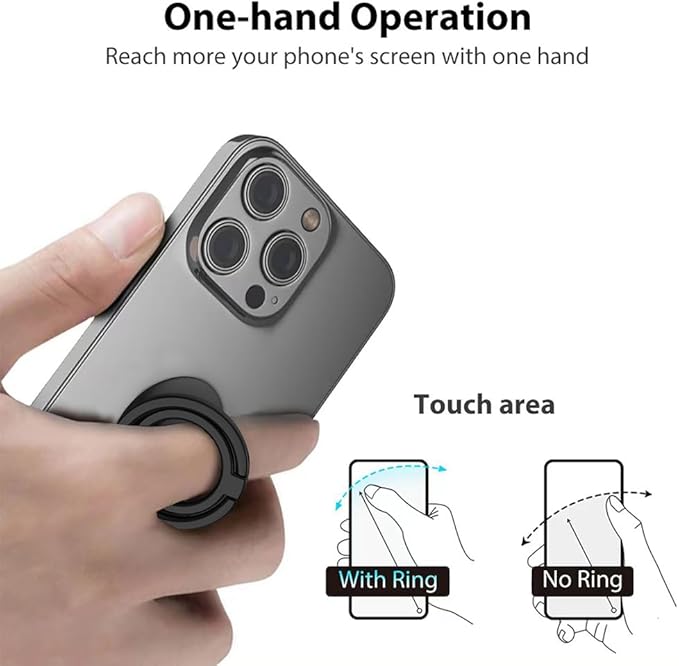 Phone Grip, Phone Ring Holder Finger Kickstand, Foldable & Adjustable Double Metal Cell Phone Rings Gripper Stand for iPhone Samsung &Other Phones - White Heart