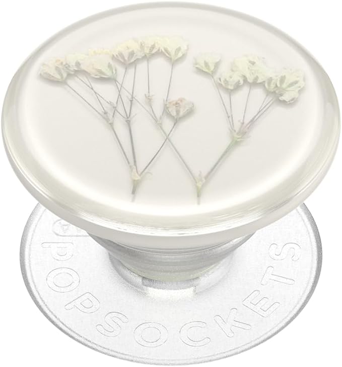 PopSockets: Phone Grip with Expanding Kickstand, Adhesive Grip - Pressed Flower Baby's Breath