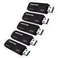 GIGASTONE 32GB USB 3.2 Flash Drive 5-Pack, 80MB/s High-Speed Data Transfer, Carbon Fiber Design, Retractable