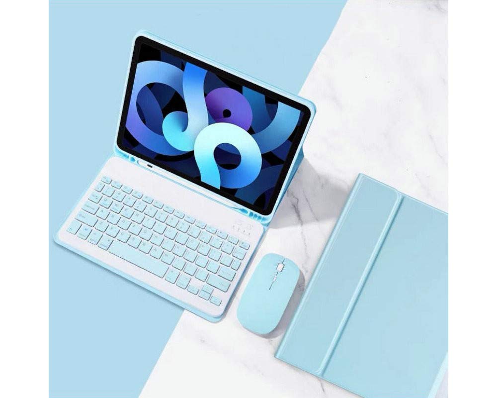 Keyboard Case for iPad Mini 7th(A17 Pro) 2024/Mini 6th Generation with Mouse,Case for iPad mini7/mini6 with Detachable Wireless Bluetooth Keyboard Pencil Holder Slim Smart Cover, Sky Blue