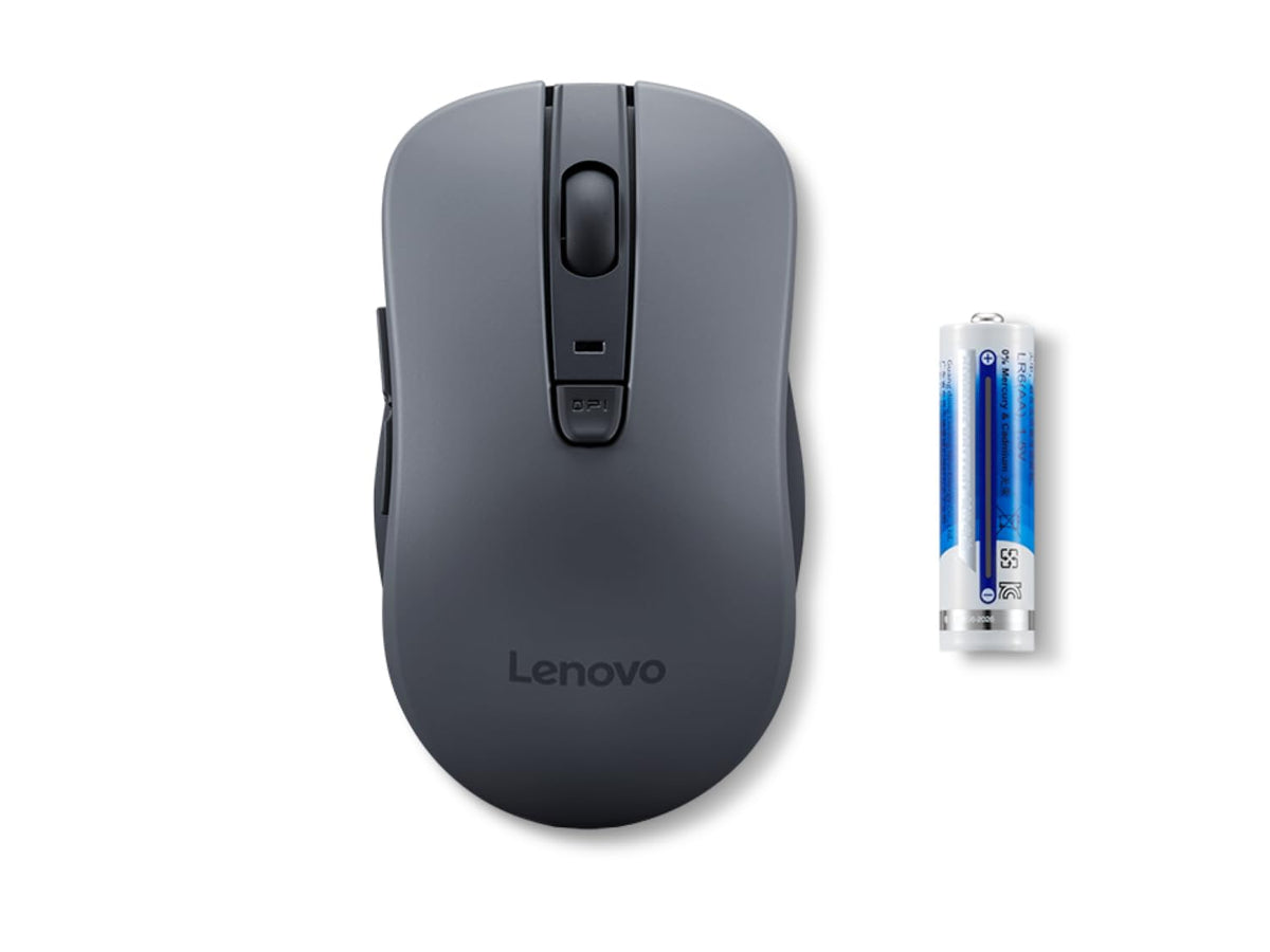 Lenovo WL310 Bluetooth Silent Mouse, Ergonomic, Adjustable DPI, Silent Clicks, Bluetooth 5.0, Portable for Windows, Mac, and Chromebook, Grey