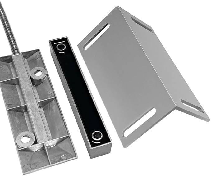 NO&NC 3 Wires Magnetic Garage Door Contacts Heavy Duty Alarm Switch Sensor for Roller Shutter with Adjustable Bracket