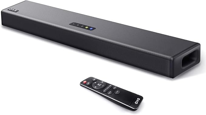 OXS S3 Sound Bars for TV, Home Theater Audio with Dynamic Bass, 3D Surround Sound System TV Sound Bar, TV Speakers, Bluetooth 5.0/Aux/Optical/Coaxial, 80-Watt, 3Eqs, Wall Mountable, Black
