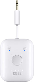MEE audio Connect Air in-Flight Bluetooth Wireless Audio Transmitter Adapter for up to 2 AirPods / Other Headphones; Works with All 3.5mm Aux Jacks on Airplanes, Gym Equipment, TVs, & Gaming Consoles