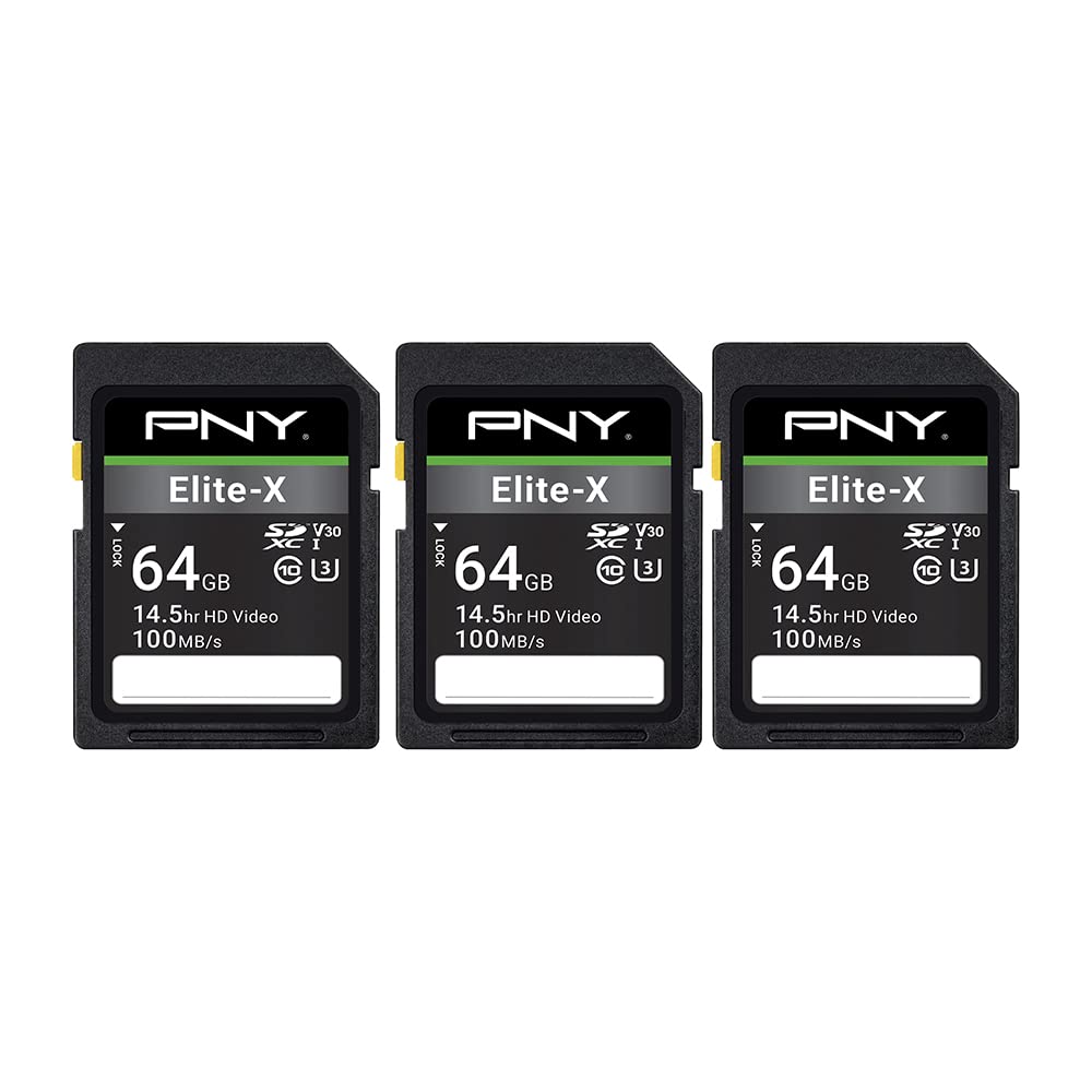 PNY 256GB Elite-X C10 U3 V30 SDXC Flash Memory Card, UHS-I, 4K UHD