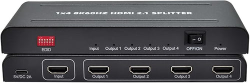 8K HDMI Splitter 1 in 4 Out,with EDID, 3D Stereo, 12-bit Deep Color, 48Gbps, Plug & Play, HDMI Splitter for Windows, Mac, Linux, Projectors, Laptops, Desktops (SP104SKE)