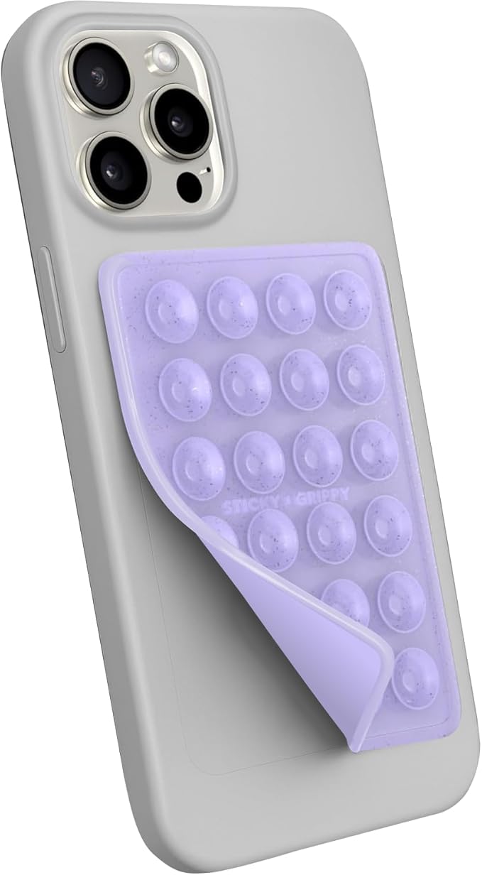 StickyGrippy Suction Phone Case Mount, Sillicon Adhesive Phone Accessory for iPhone and Android, Hands-Free Fidget Toy Mirror Shower Phone Holder, Tiktok Videos and Selfies (Blue)