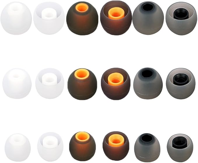 Earbud Tips Ear Bud Tips Soft Anti Slip Washable and Reusable Silicone Replacement Earbud Tips Fit Most in-Ear Earbuds(Inner Hole 3.8mm -5.1mm) 18pcs S M L