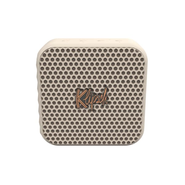 Klipsch The Austin Portable Bluetooth Speaker with a 1.5" Full Range Driver, IP67 dust and Waterproof Rating, 12 Hours of Playtime for a Premium Live Concert Experience - Cream, 4.13" W