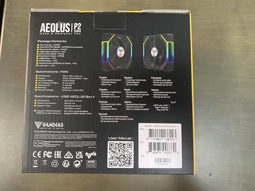 GAMDIAS Aeolus P2-1203U 120mm ARGB PWM Fan(3 Fan Pack w/USB Hub), Include Reverse Fan Blade x3, ARGB Sync Ready, Easy Installation & Cabless Daisy-Chain Design, Silent Operation, Up to 2400RPM, Black