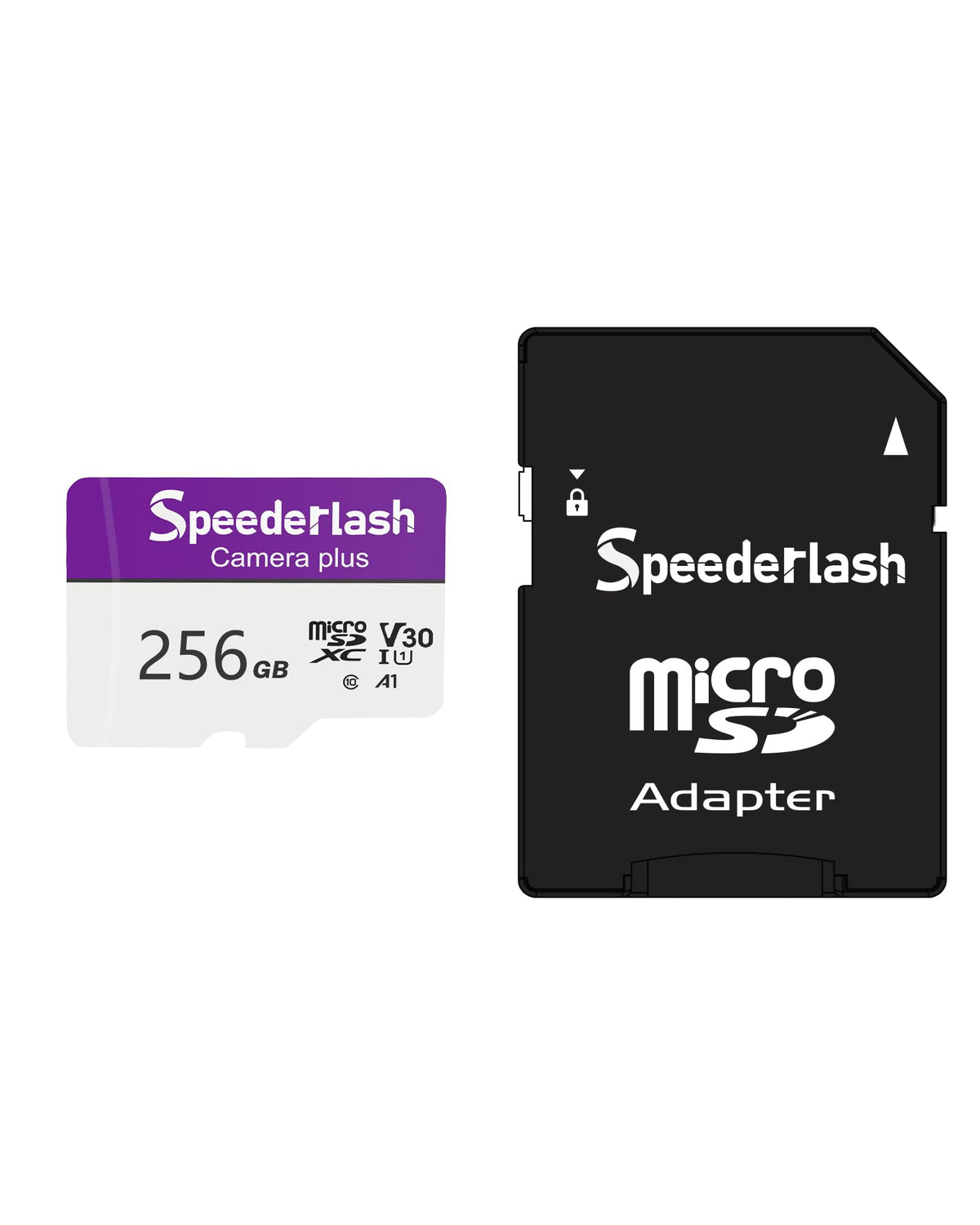 Micro SDXC Memory Card 256GB-Speederlash Camera Plus TF Card with Adapter, Up to 100MB/s Read Speed, 4K UHD&5K Video Support, U1, V30, A1 Rated, Waterproof, for Security Camera, Dashcam
