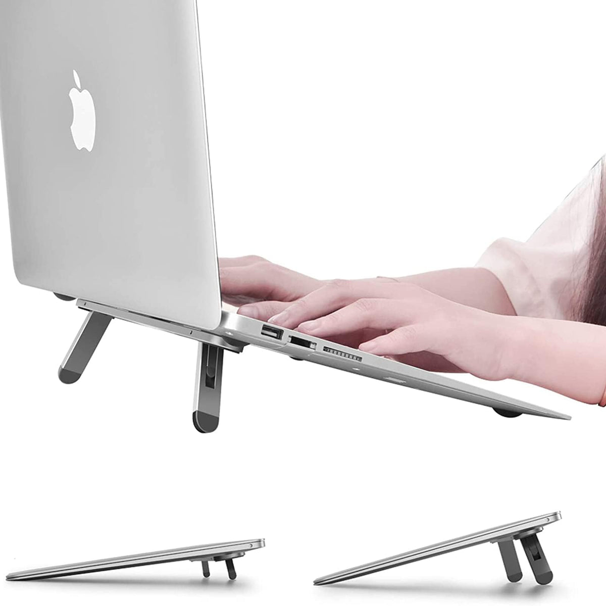 nediea Aluminum Laptop Riser, 4 Adjustable Heights, Foldable for Desk
