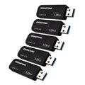 GIGASTONE 128GB USB 3.2 Flash Drive 5-Pack, 100MB/s High-Speed Data Transfer, Carbon Fiber Design, Retractable