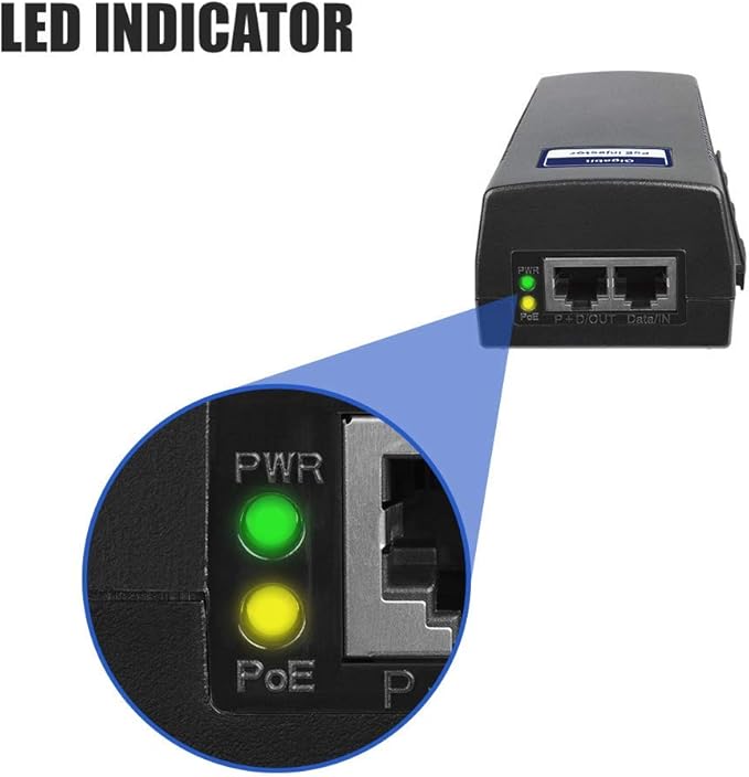 BV-Tech Gigabit Power Over Ethernet PoE+ Injector | 30W | Plug & Play | up to 325 Feet