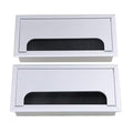 2PCS Desk Grommet Metal Rectangle Desk Cord Cable Hole Cover Grommet with Brush for Home Office Bank Computer Table