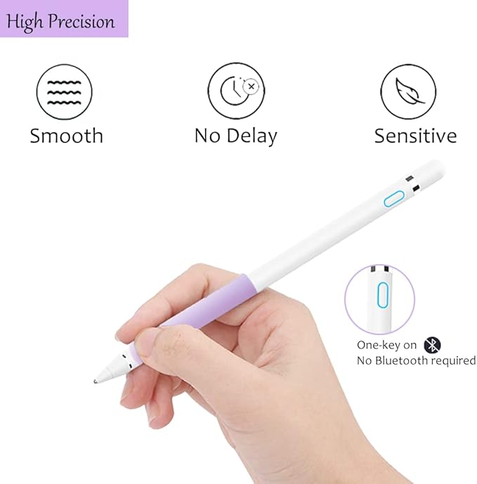Stylus Pen for iPad, DOGAIN Stylus Pen for Touchscreen with Pruple Grip, Digital Active Fine Point Pen for Drawing/Writing/Playing, iPad Pencil Compatible with iOS/Android and Other Tablets
