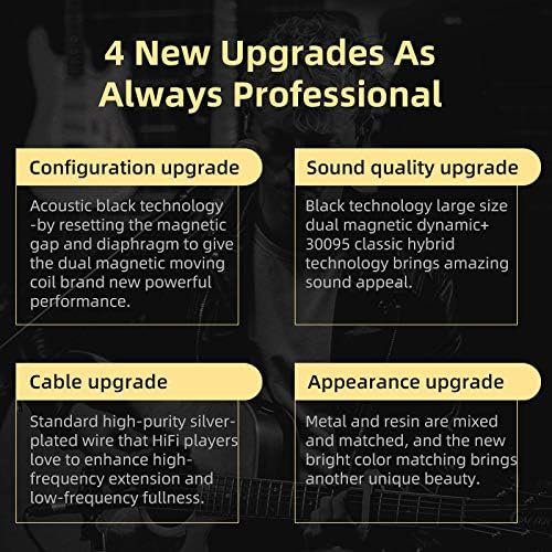 KZ ZSN Pro X in Ear Earphones,1BA+1DD Dual Driver Wired Noise Cancelling Gaming Earbuds, Deep Bass Stereo Sound Ear Monitor Headphone, Detachable 2Pin IEM Cable for Musician Singer(Gold Without Mic)