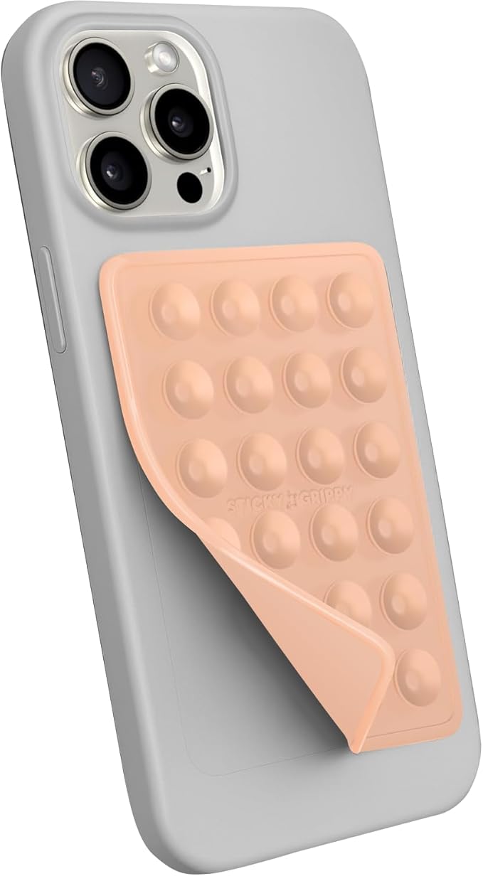 StickyGrippy Suction Phone Case Mount, Sillicon Adhesive Phone Accessory for iPhone and Android, Hands-Free Fidget Toy Mirror Shower Phone Holder, Tiktok Videos and Selfies (Blue)