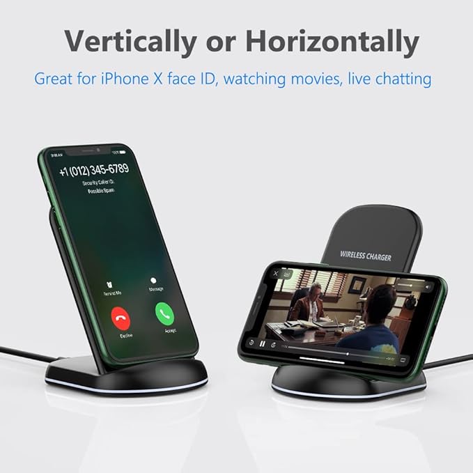 Yootech Wireless Charger,10W Max Wireless Charging Stand, Compatible with iPhone 17/17 Pro/17 Pro Max/Air/16e/16/16 Plus/16 Pro Max/15/14/13/SE 2022/12/11/X/8, Galaxy S25/S24/S23/S22(No AC Adapter)