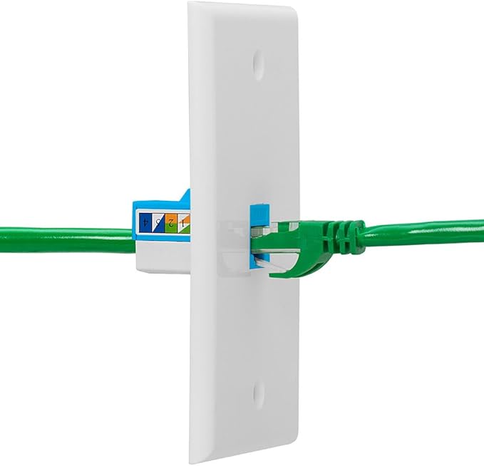 Cmple - RJ45 Keystone Jack 90 Degree Cat6 Keystone Jack Insert Punch Down RJ45 Connectors Female for Wall Plates, Patch Panels, Patch Cables, Ethernet Cables - Blue