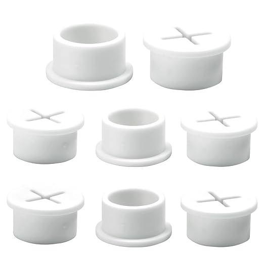 Desk Grommet, 3/4 in 20 mm Silicone Rubber Grommets, White Desk Hole Cover for Cables, Flexible Wall Cord Pass Through Grommet for Office Table Computer Home Furniture Wire Organizer-8 Pcs