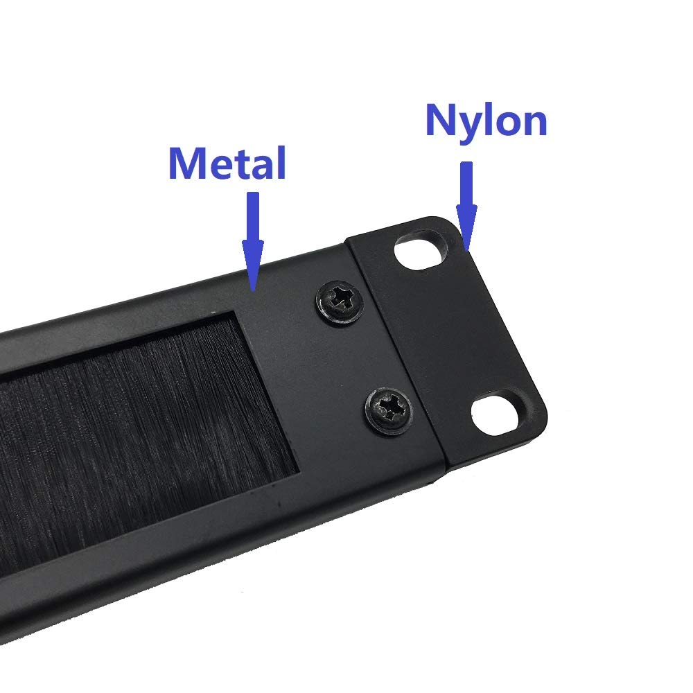 Jingchengmei 1U Disassembled Rack Mount Cable Management Panel with Brush for Cable Entry for 19-Inch Rack or Cabinet Black (BF01UAB2)