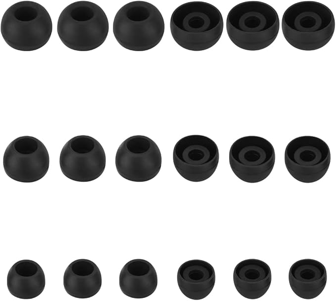 Silicone Earbud Tips Replacement Ear Tips for in- Ear Headphones Rubber Tips Ear Buds Replacement Earbuds Tips 9 Pairs S M L, Black