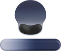 Ergonomic Mouse Pad Wrist Support Set, Memory Foam Keyboard Wrist Rest Set, Keyboard Pad, Non-Slip Base Mousepad（Gradient Blue Black Set）