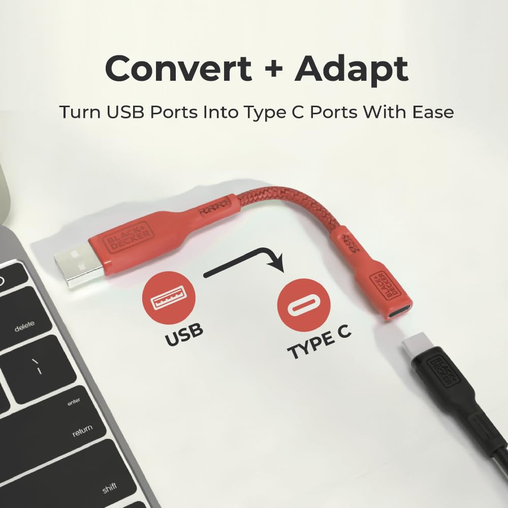 BLACK+DECKER USB C to USB Adapter [2 Pack] Type C Female to USBA, Coral