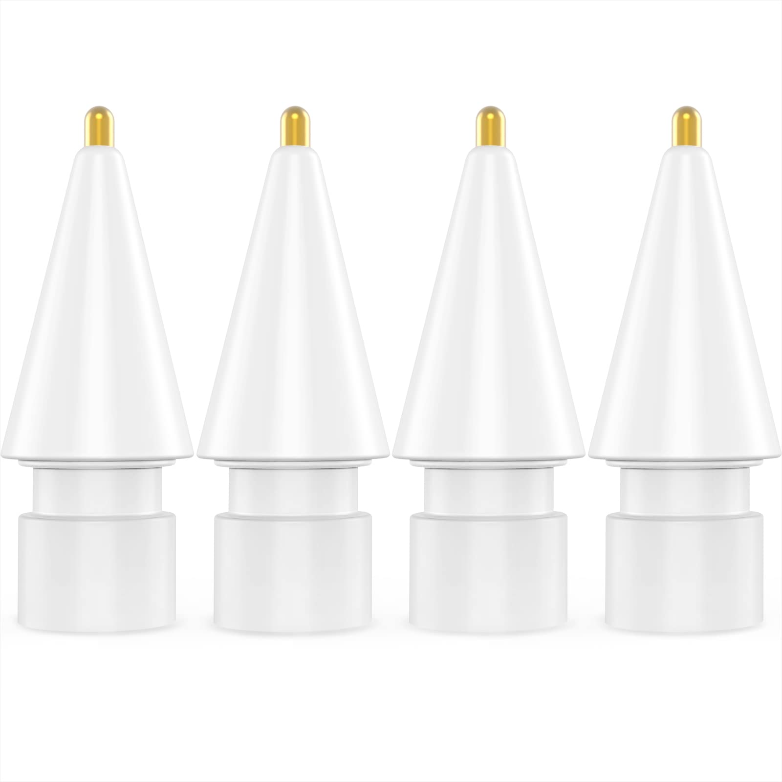 NIUTRENDZ 4 Pack Replacement Tips for Apple Pencil 2nd Generation and 1st Generation Fine Point Metal Tip, Wear-Resistant & Precise Control (1.95mm, White)