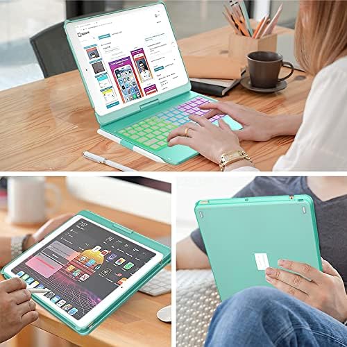 HOTLIFE Keyboard Case for iPad 10.2 - Keyboard for iPad 9th Generation & 8th & 7th Gen - Touch Wireless Backlight Keyboard - 360° Rotatable Protective Cover with Pencil Holder
