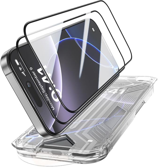 3 Pack for iPhone 15 Pro Tempered Glass Screen Protector:9H+ Durable, Auto Positioning, Bubble Free, High Definition, Easy Installation
