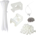 Cable Zip Tie Mounts Kit - 120 Set Wire Cable Clips Organizer Holders with 8" Cable Ties, Saddle Type Mounts Base and Tapping Screw, White
