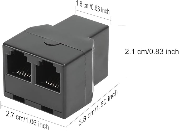 Uvital RJ12 6P6C 3 Female Telephone Line Splitters, Phone Jack Splitter, Telephone Landline Cable Connector and Separator(Black, 10 Pack)