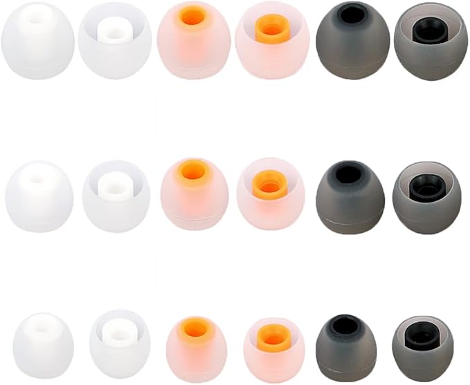 Earbud Tips Ear Bud Tips Soft Anti Slip Washable and Reusable Silicone Replacement Earbud Tips Fit Most in-Ear Earbuds(Inner Hole 3.8mm -5.1mm) 18pcs S M L