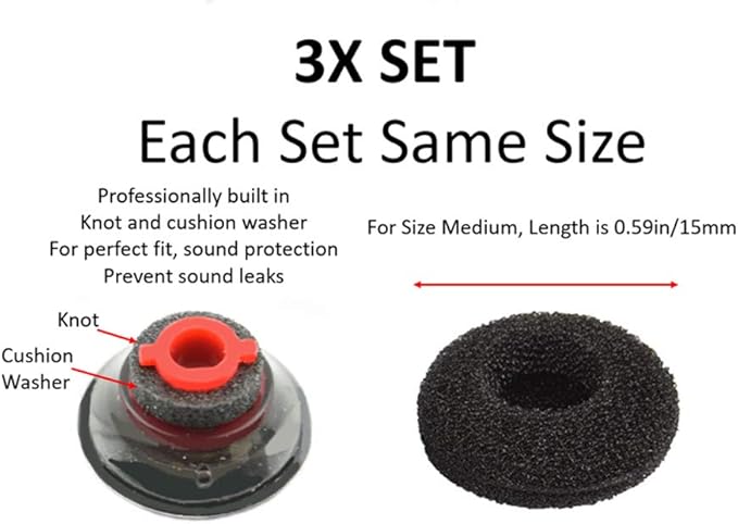 3X Ultra Comfort Eartips Ear Buds Replacement Earphone Ear Tips Kits Earpads Foam Set Cushion for Plantronics Voyager 5200 5220 5210 Series Bluetooth Headset Headphone (Medium M)