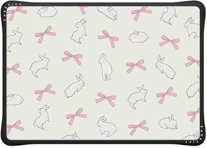 CASETiFY Impact MacBook Air 13" (M1/Intel) Case [Cushioned Impact Corners/Scratch-Resistant/Anti-Slip Grip] - Rabbit Ribbon - Clear Black