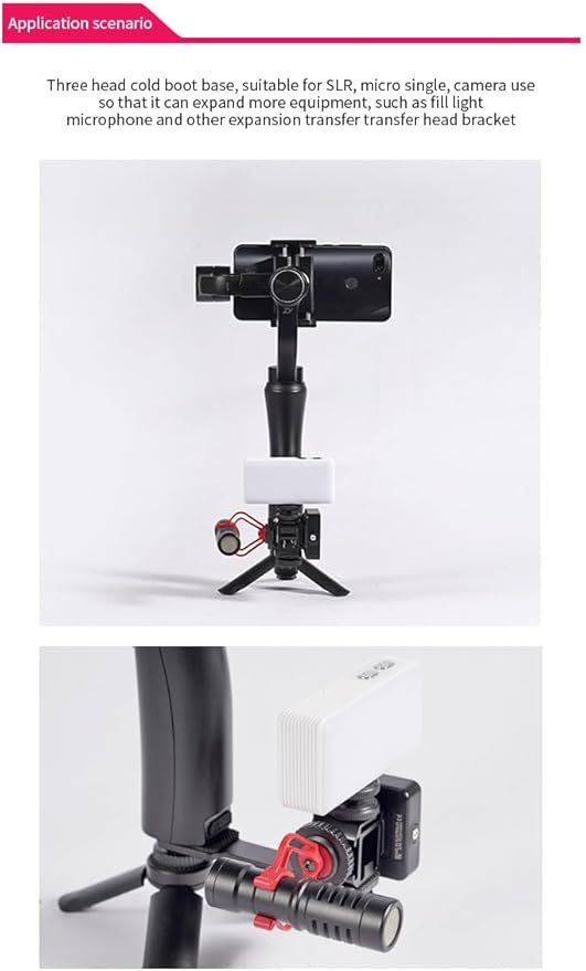 TONHOKJ Triple Cold Shoe Mount Extension Bar, Aluminum Alloy Camera Flash Bracket with 1/4" Tripod Screw Adapter, Mic & LED Light Mount for DSLR, Vlogging, Livestreaming (ST-001)