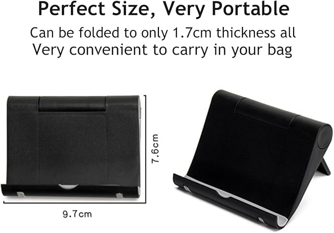 Cell Phone Stand for Desk 2 Pack Mobile Phone Holders Desktop Tablet Stand, Foldable Phone Dock Universal Adjustable Tablet Stand for Desk Compatible with Cell Phone Support (Black+Pink)