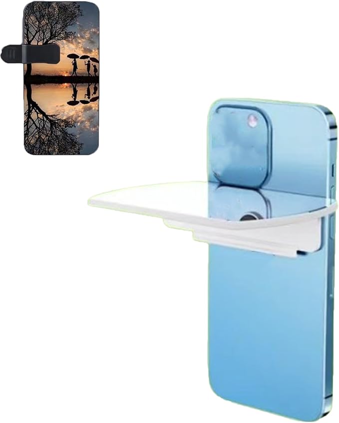 Mirror Effect Lens - Capture Stunning Reflections Instantly, Smartphone Camera Mirror Reflection Clip Kit, Mirror for Phone to Use Back Camera (White)