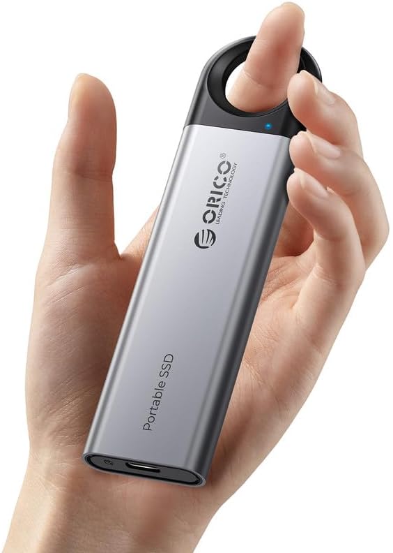 ORICO 2TB Portable SSD, Up to 460MB/s Speed External Solid State Drive, Hanging Hook Design, Plug & Play, USB-C & A 2-in-1 Cable, Portable Storage for Type-C Smartphones, Tablets, Laptops - C5C5