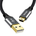 AGVEE 2 Pack 3.3ft Mini USB Cable, Braided Durable USB-A to Mini-B Charger Charging Cord for TI-84, Garmin GPS, Go-Pro Hero 4 3 2 HD, PS3 Controller, Canon Camera, Blue Yeti Microphone, Dark Gray