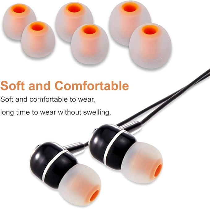 Earbud Tips Soft Silicone Earbuds Replacement Tips Fit for in-Ear Headphones(Inner Hole from 3.8mm -4.2mm Earphones) 9 Pairs S/M/L