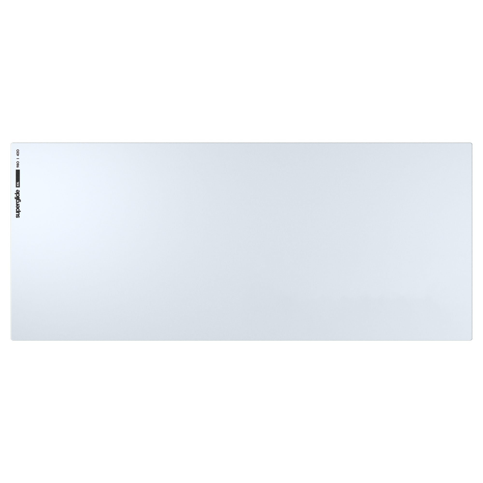 Pulsar - Superglide Premium Glass Mouse Pad XXL ALUMINO-Silicate Glass Surface Anti-Slip Fully Molded high-Density Silicone Rubber 38.5in x 16.5in (XXL, White)